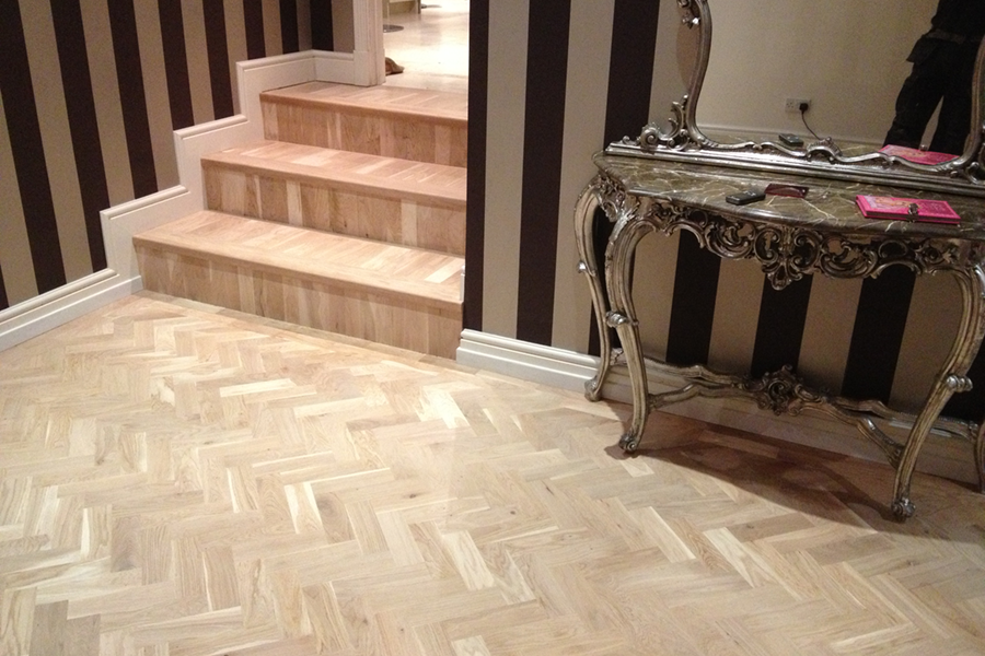 Solid Oak Parquet and Stairs